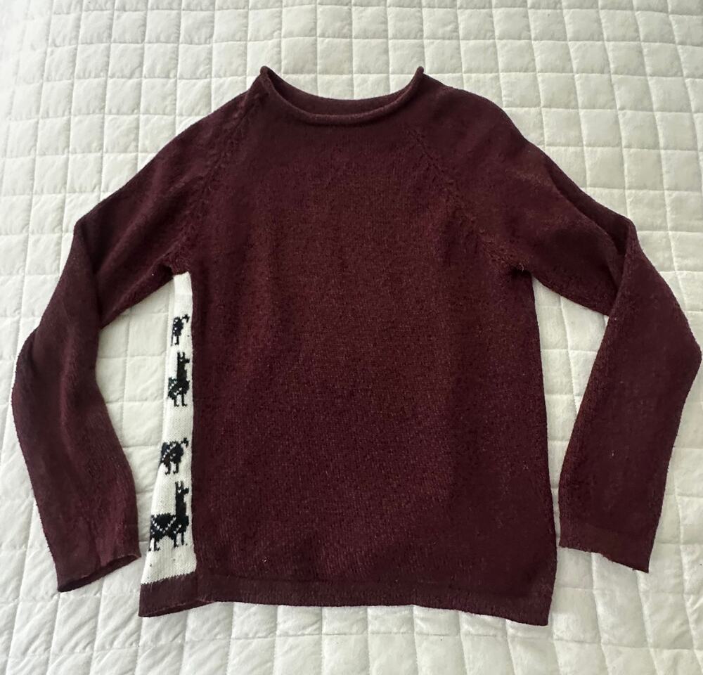 Paka Sweater Adult Small Burgundy Red Cusco Roll Neck Alpaca Wool Blend Peru